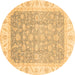 Round Oriental Brown Traditional Rug, abs3857brn