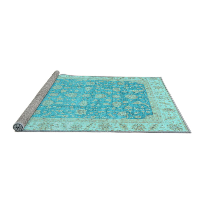 Sideview of Machine Washable Oriental Light Blue Traditional Rug, wshabs3857lblu
