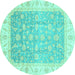 Round Oriental Turquoise Traditional Rug, abs3857turq