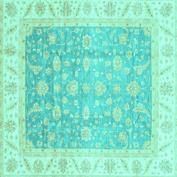 Square Oriental Turquoise Traditional Rug, abs3857turq