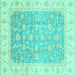 Square Oriental Turquoise Traditional Rug, abs3857turq