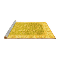 Sideview of Machine Washable Oriental Yellow Traditional Rug, wshabs3857yw