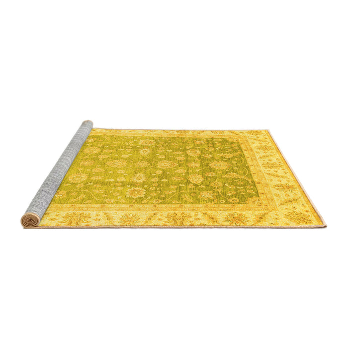 Sideview of Machine Washable Oriental Yellow Traditional Rug, wshabs3857yw