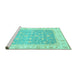 Sideview of Machine Washable Oriental Turquoise Traditional Area Rugs, wshabs3857turq