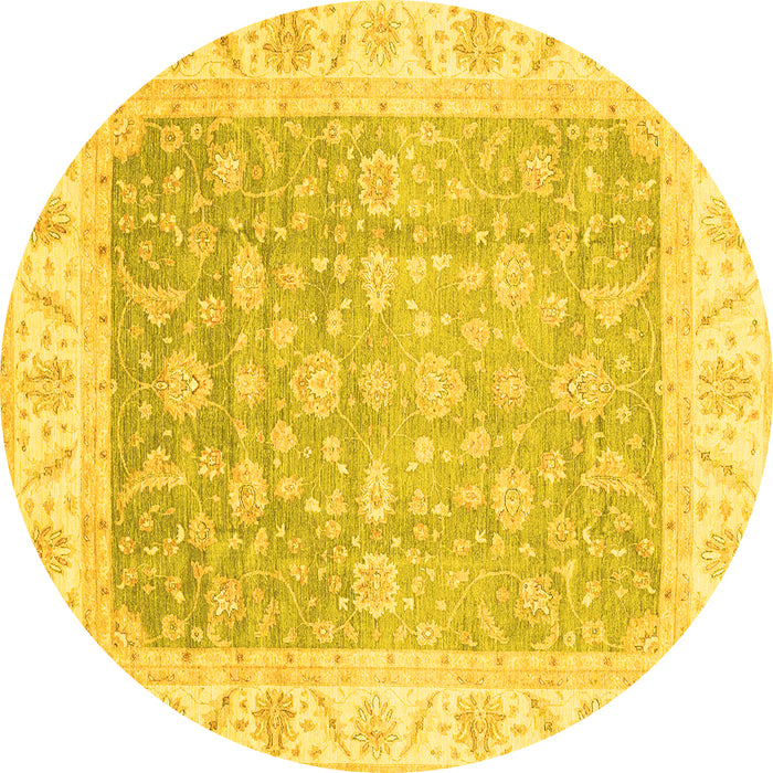 Round Oriental Yellow Traditional Rug, abs3857yw