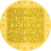 Round Oriental Yellow Traditional Rug, abs3857yw