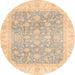 Round Abstract Brown Oriental Rug, abs3858