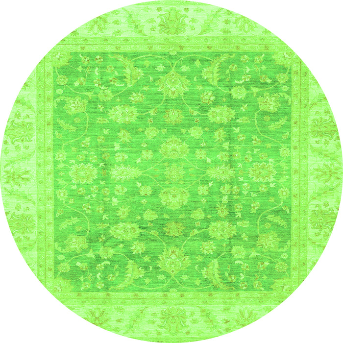 Round Machine Washable Oriental Green Traditional Area Rugs, wshabs3858grn