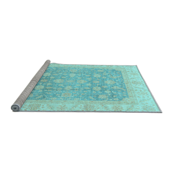Sideview of Machine Washable Oriental Light Blue Traditional Rug, wshabs3858lblu