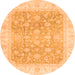 Round Machine Washable Oriental Orange Traditional Area Rugs, wshabs3858org