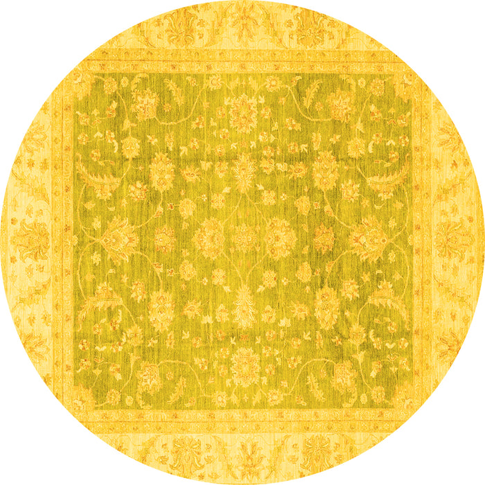 Round Oriental Yellow Traditional Rug, abs3858yw