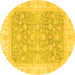 Round Oriental Yellow Traditional Rug, abs3858yw