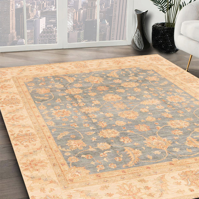 Abstract Brown Oriental Rug in Family Room, abs3858