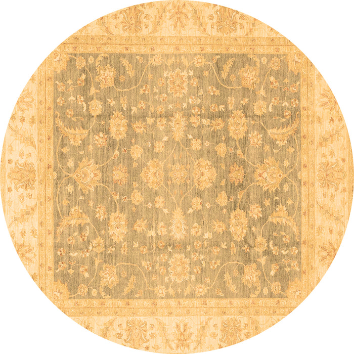 Round Machine Washable Oriental Brown Traditional Rug, wshabs3858brn