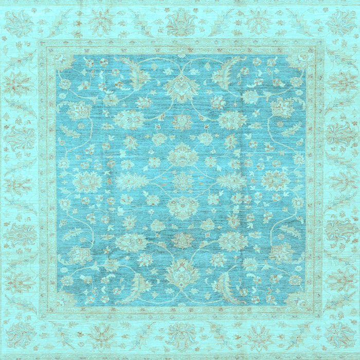 Square Machine Washable Oriental Light Blue Traditional Rug, wshabs3858lblu