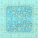 Square Machine Washable Oriental Light Blue Traditional Rug, wshabs3858lblu