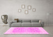 Machine Washable Oriental Pink Traditional Rug in a Living Room, wshabs3858pnk