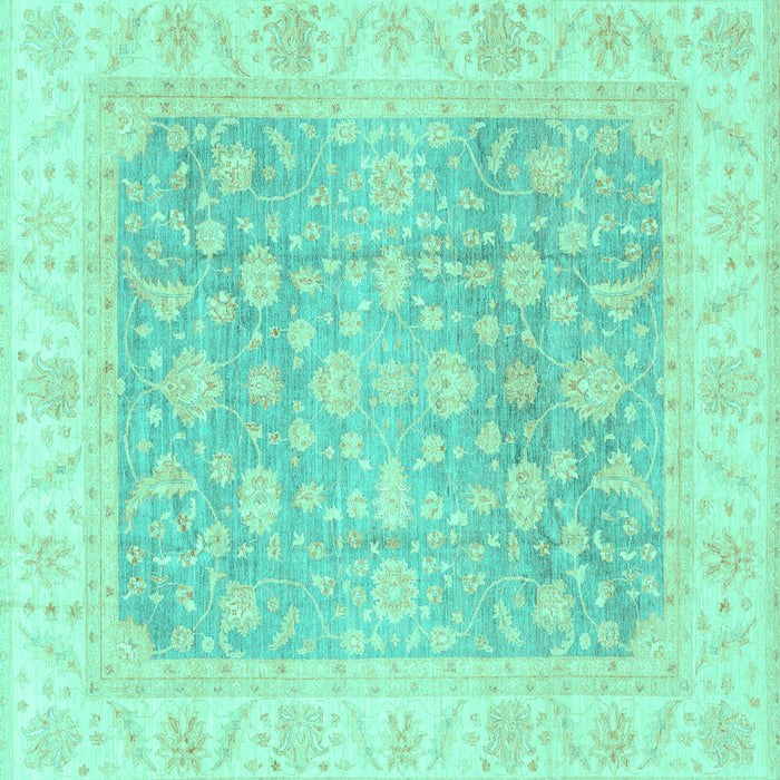 Square Oriental Turquoise Traditional Rug, abs3858turq