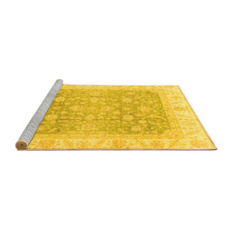 Sideview of Machine Washable Oriental Yellow Traditional Rug, wshabs3858yw