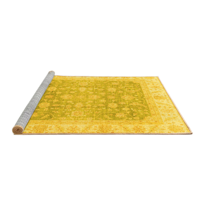 Sideview of Machine Washable Oriental Yellow Traditional Rug, wshabs3858yw