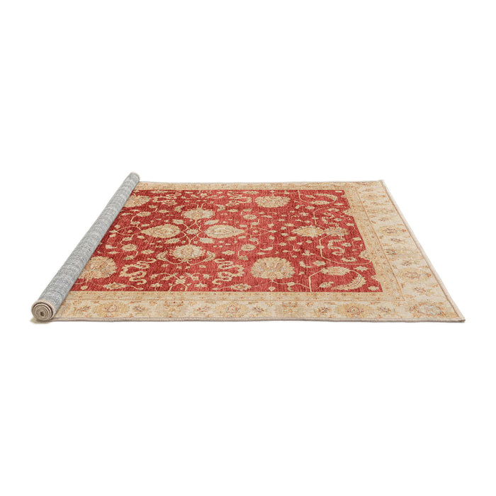 Sideview of Machine Washable Abstract Fire Red Rug, wshabs3859