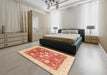 Machine Washable Abstract Fire Red Rug in a Bedroom, wshabs3859