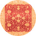 Round Oriental Orange Traditional Rug, abs3859org