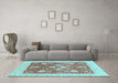 Machine Washable Oriental Light Blue Traditional Rug in a Living Room, wshabs3859lblu