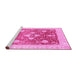 Sideview of Machine Washable Oriental Pink Traditional Rug, wshabs3859pnk