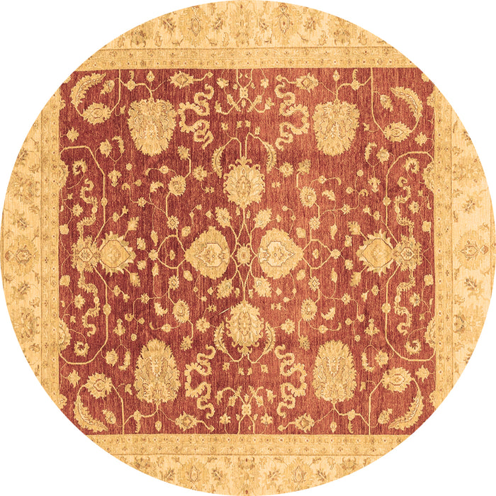 Round Machine Washable Oriental Brown Traditional Rug, wshabs3859brn
