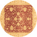 Round Machine Washable Oriental Brown Traditional Rug, wshabs3859brn