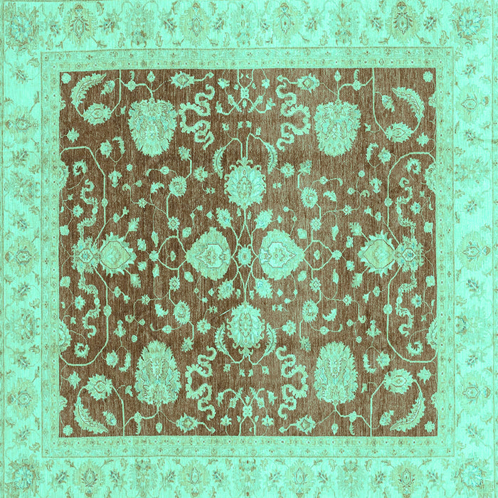 Square Oriental Turquoise Traditional Rug, abs3859turq