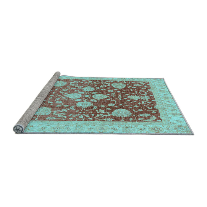 Sideview of Machine Washable Oriental Light Blue Traditional Rug, wshabs3859lblu