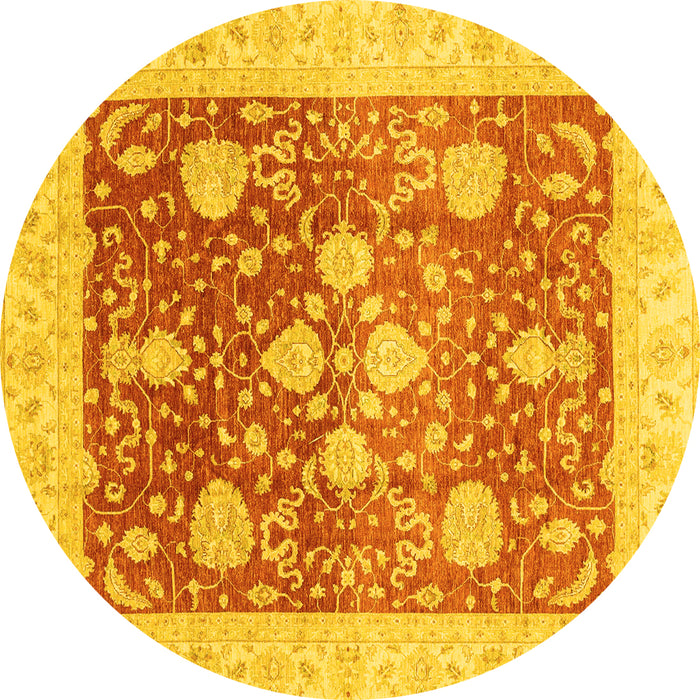 Round Oriental Yellow Traditional Rug, abs3859yw