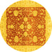 Round Oriental Yellow Traditional Rug, abs3859yw