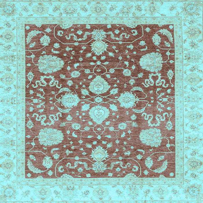 Square Machine Washable Oriental Light Blue Traditional Rug, wshabs3859lblu
