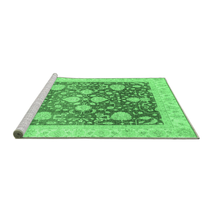 Sideview of Machine Washable Oriental Emerald Green Traditional Area Rugs, wshabs3859emgrn