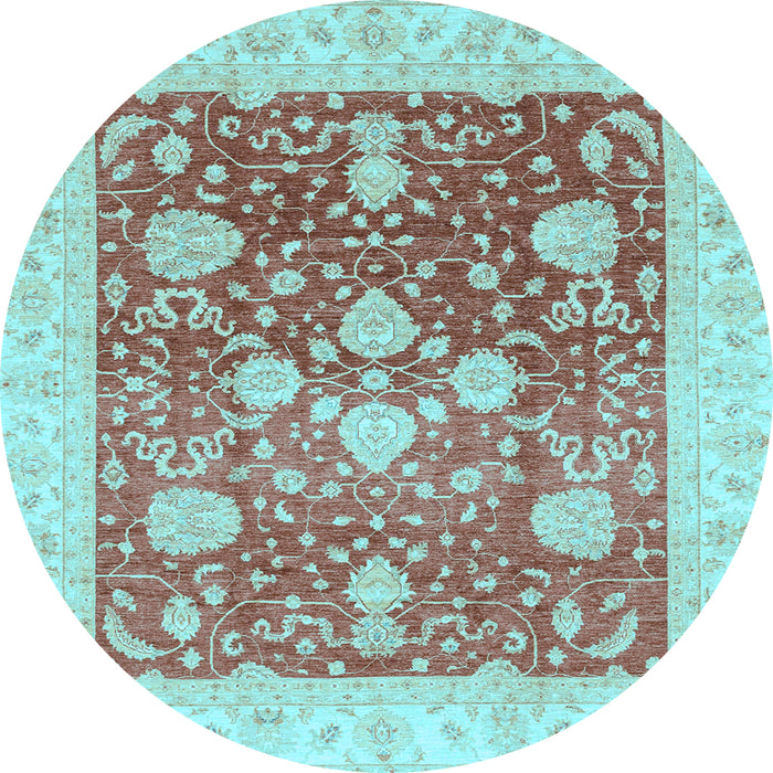 Round Oriental Light Blue Traditional Rug, abs3859lblu