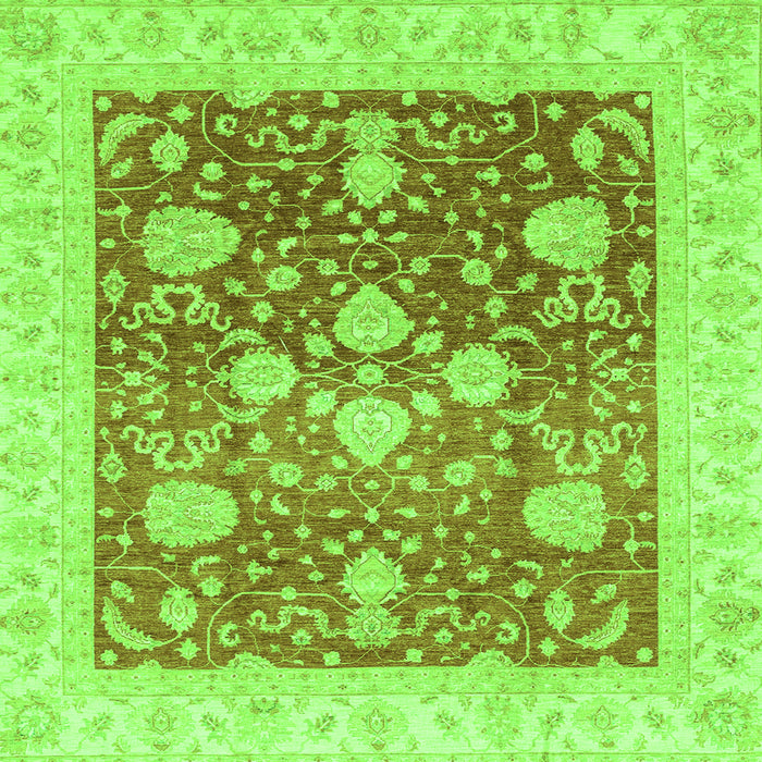 Square Machine Washable Oriental Green Traditional Area Rugs, wshabs3859grn