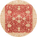 Round Machine Washable Abstract Fire Red Rug, wshabs3859