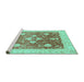 Sideview of Machine Washable Oriental Turquoise Traditional Area Rugs, wshabs3859turq