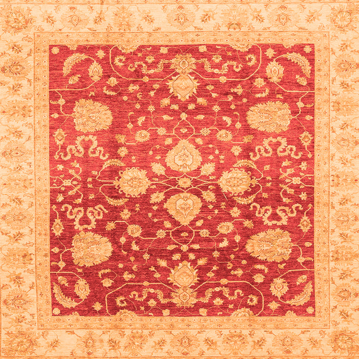 Square Machine Washable Oriental Orange Traditional Area Rugs, wshabs3859org