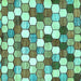 Square Machine Washable Abstract Turquoise Modern Area Rugs, wshabs385turq