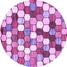 Round Machine Washable Abstract Purple Modern Area Rugs, wshabs385pur