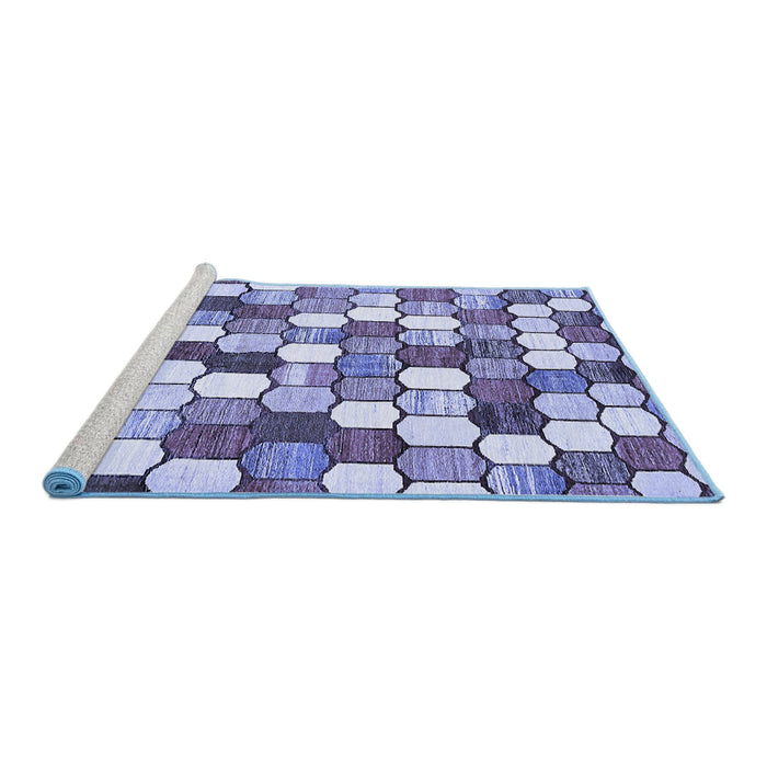 Sideview of Machine Washable Abstract Blue Modern Rug, wshabs385blu
