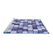 Sideview of Machine Washable Abstract Blue Modern Rug, wshabs385blu