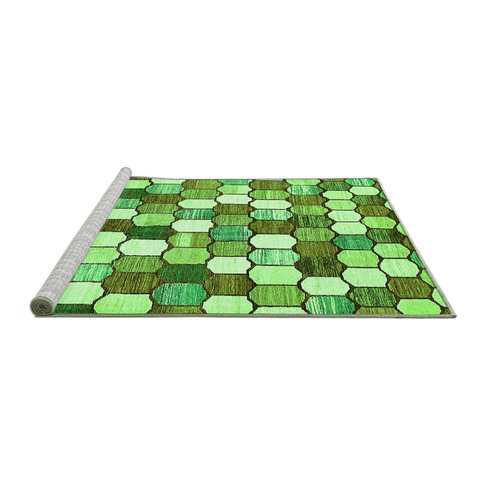 Sideview of Machine Washable Abstract Green Modern Area Rugs, wshabs385grn