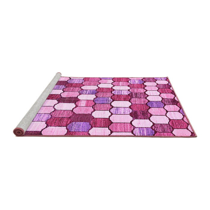 Sideview of Machine Washable Abstract Pink Modern Rug, wshabs385pnk