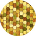 Round Machine Washable Abstract Yellow Modern Rug, wshabs385yw