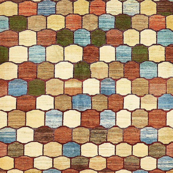 Square Abstract Brown Gold Modern Rug, abs385